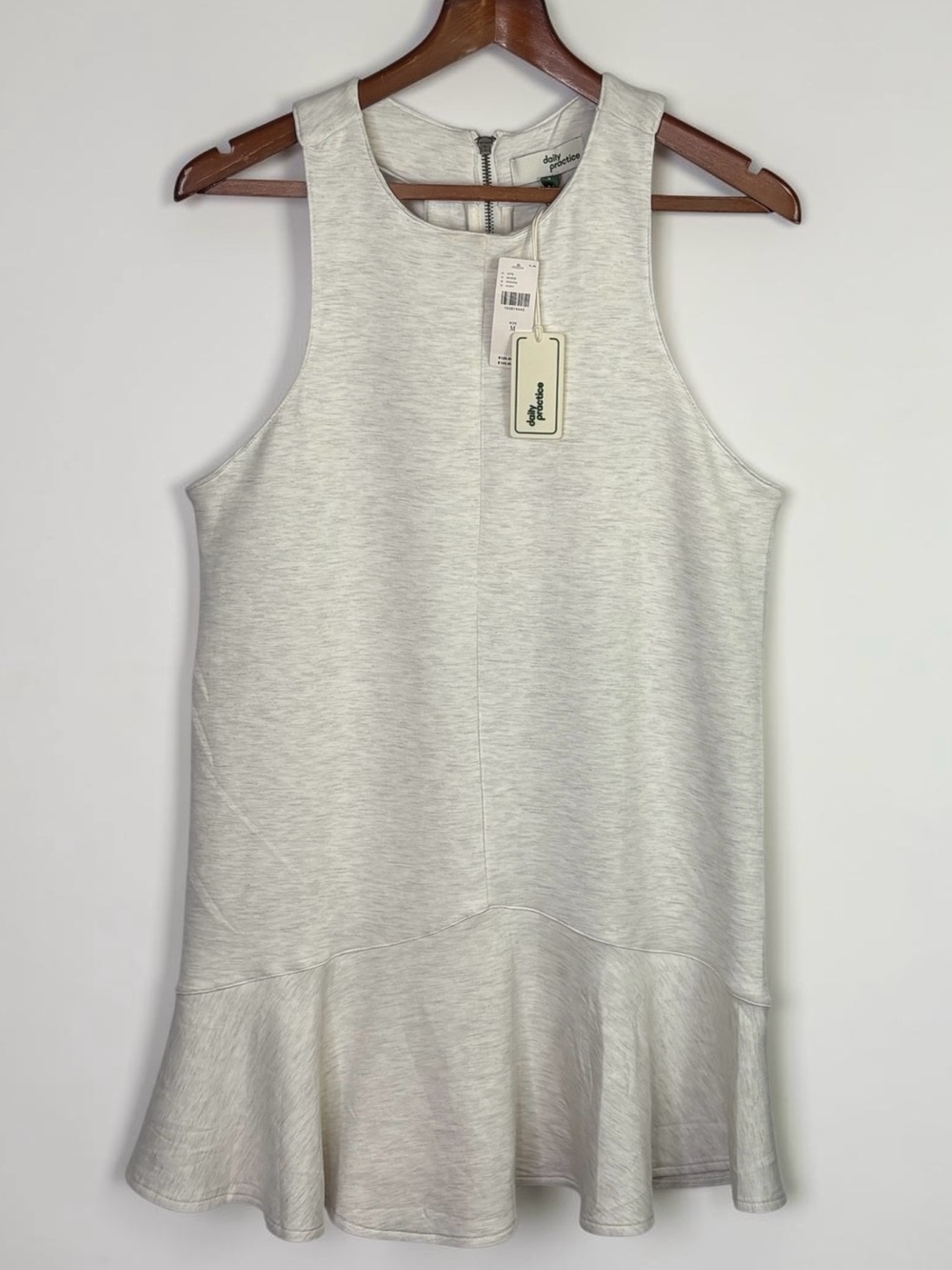 NWT Anthropologie Daily Practice Sleeveless Ruffle Dress Ivory Heather Size M - Picture 4 of 13